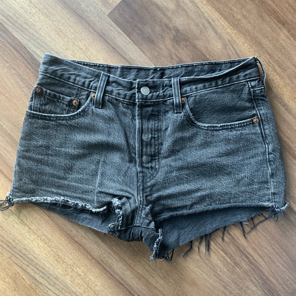 Levi’s Faded Black 501 Denim Shorts